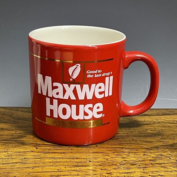 1980's Instant Maxwell House Coffee Cup Mug 8oz Red Made In England - Picture 1 of 8